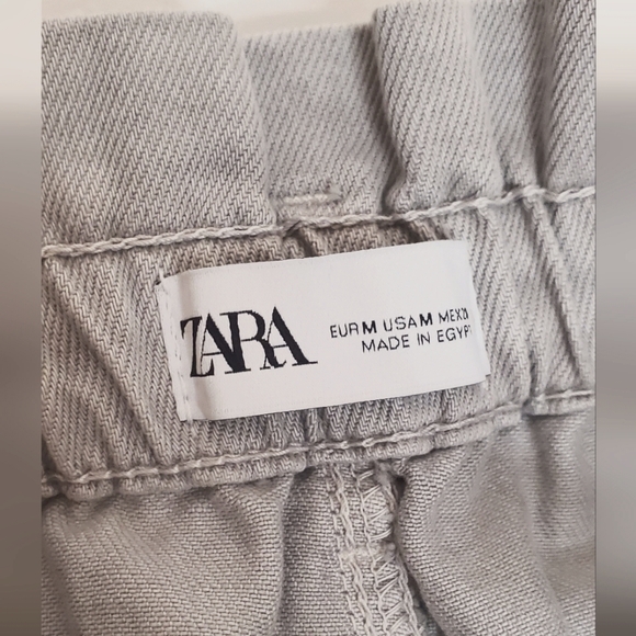 NWOT ZARA -size M-women oversize denim grey jeans-high-rise-stretch waist - Picture 3 of 12